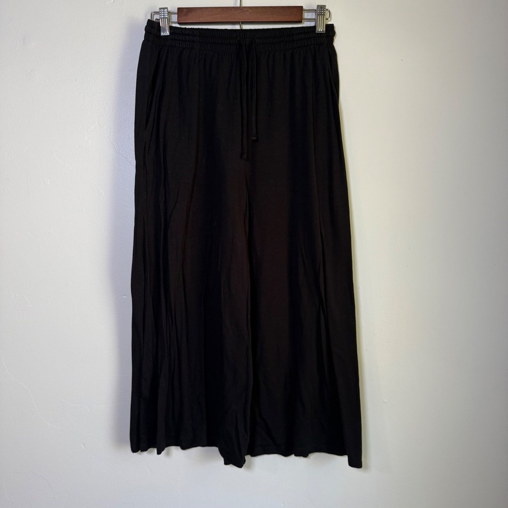 Athleta Nightfall Wide Leg Crop Relaxed Jersey Lounge Pants Size‎ XXS Black